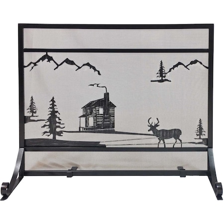 Dagan Cabin Design Wrought Iron Panel Screen, Black S175